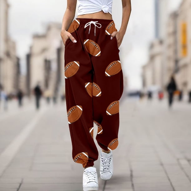 WILLBEST Pantalones Casuales para Mujer con Estampado de Rugby, Bolsillos Sueltos, Cintura Alta, Tiras En el Tobillo, para Un Estilo y Comodidad Diarios. Extra Grande
