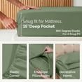 thumbnail image 5 of Casa Platino 100% Cotton Full Size Sheets Set - 4 Pieces - Ultra Soft Sateen Weave, 450 Thread Count - Breathable, Cooling, Durable, 15" Deep Pockets - Iceberg Green, 5 of 8