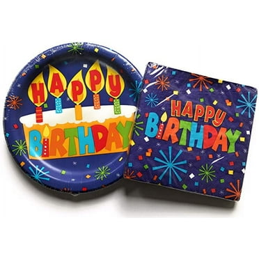 Party Supplies Disposable Party Supply Sets with Napkins Plates, Multicolor
