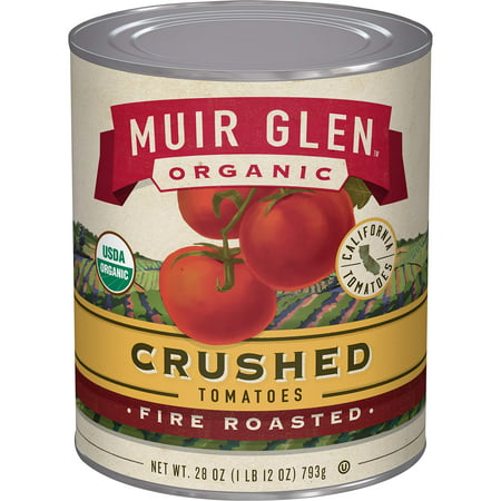 Muir Glen Canned Tomatoes, Organic Crushed Tomatoes, Fire Roasted, No Sugar Added, 28 Ounce Can (Pack of 12) Fire Roasted Crushed
