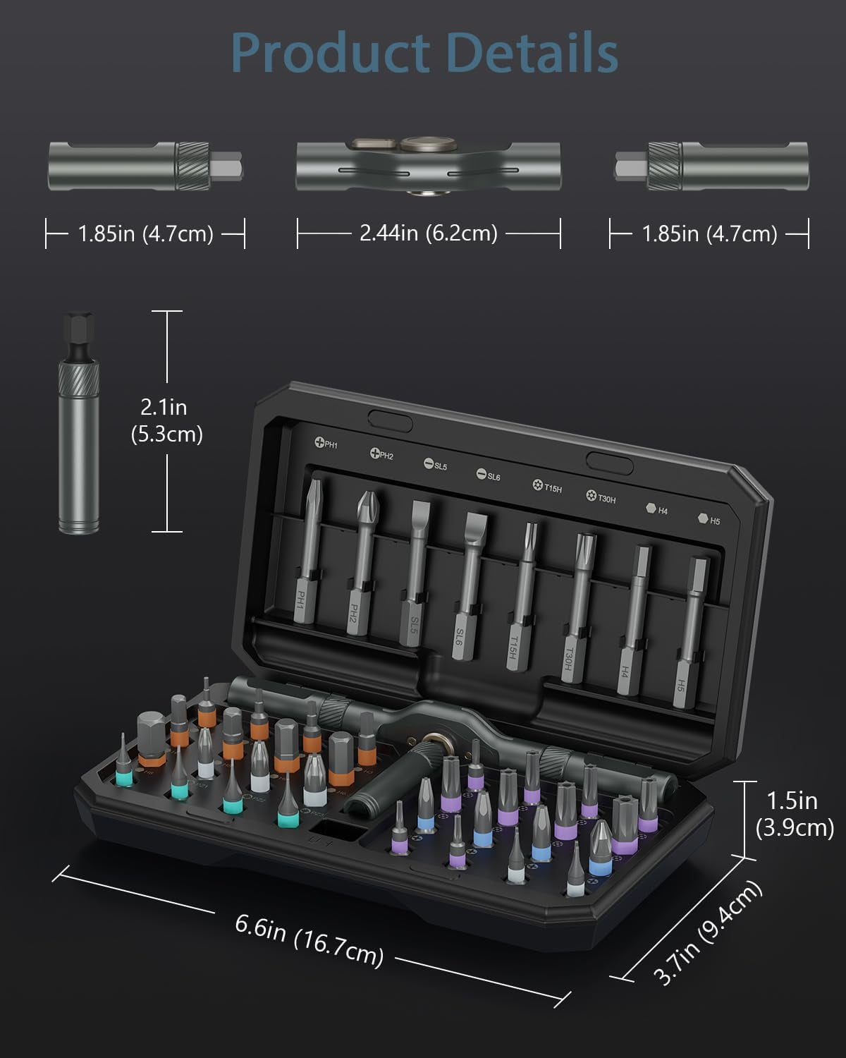 Upgraded 42 in 1 Magnetic Screwdriver Set, DIY Ratchet Screwdriver Set Magnetic with 40 PCS Bits, Precision Repair Tool Kit for Tools Furniture Computer Bicycle Black