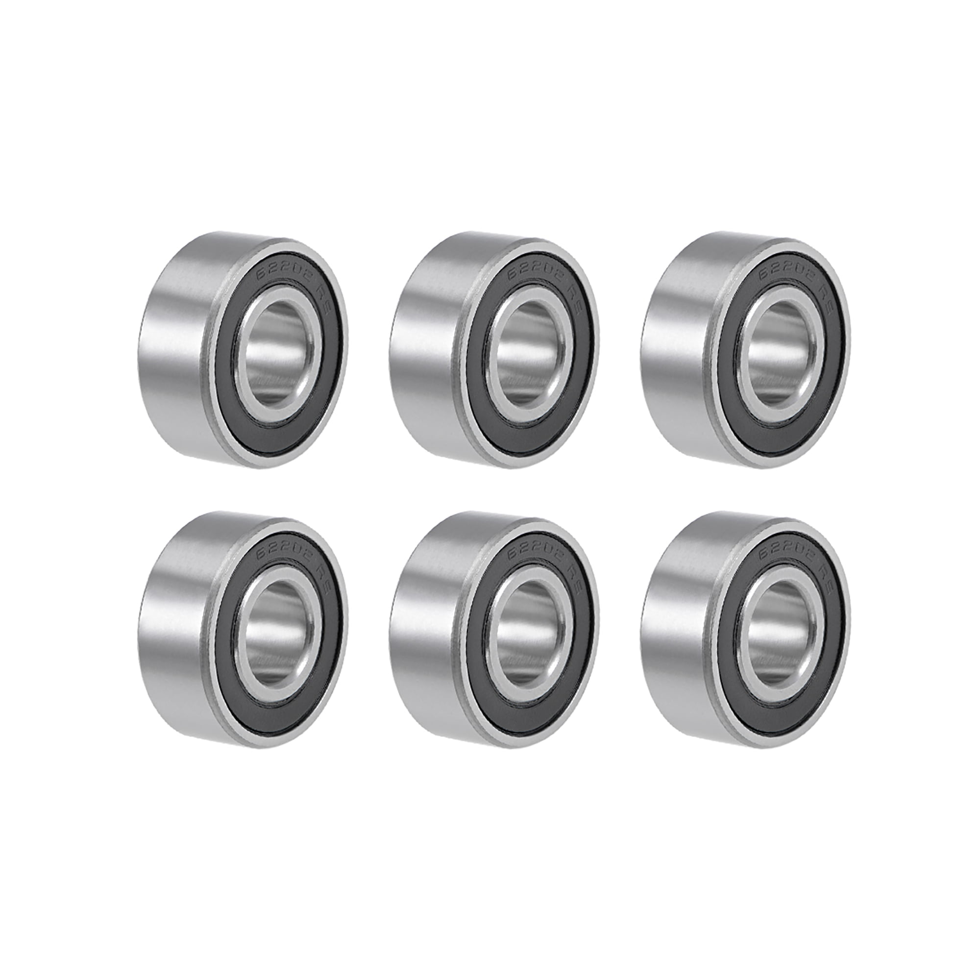 6 pcs 62202-2RS Deep Groove Ball Bearings high-Limit Speed 15mm x 35mm x 14mm Double Sealed Chrome Steel Z2 ABEC1 