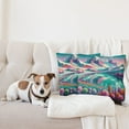 thumbnail image 4 of Ambesonne Lake Throw Pillow Cover 2 Pack, Flowery Meadow Mountain Scene, 24", Teal Pastel Pink Indigo, 4 of 7