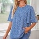 thumbnail image 3 of Top casual de manga corta para mujer,Blusa de manga corta Camiseta de manga corta con estampado redondo para mujer Blusa de manga corta Eleva tu experiencia, 3 of 7