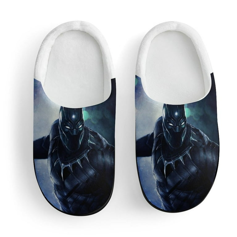 Kids Black Panther Slippers House Slippers Warm Soft Plush Slipper Anti Slip Winter House Shoes for Boys Girls
