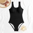 thumbnail image 5 of VISALY Womens Two Piece Ribbed Tankini Swimsuits Scalloped Tankini Tops with Bottoms Tummy Control Bathing Suits Strappy Square Neck Bathing Suits Modest Beach Summer 2026 Swim Suits Black L, 5 of 7