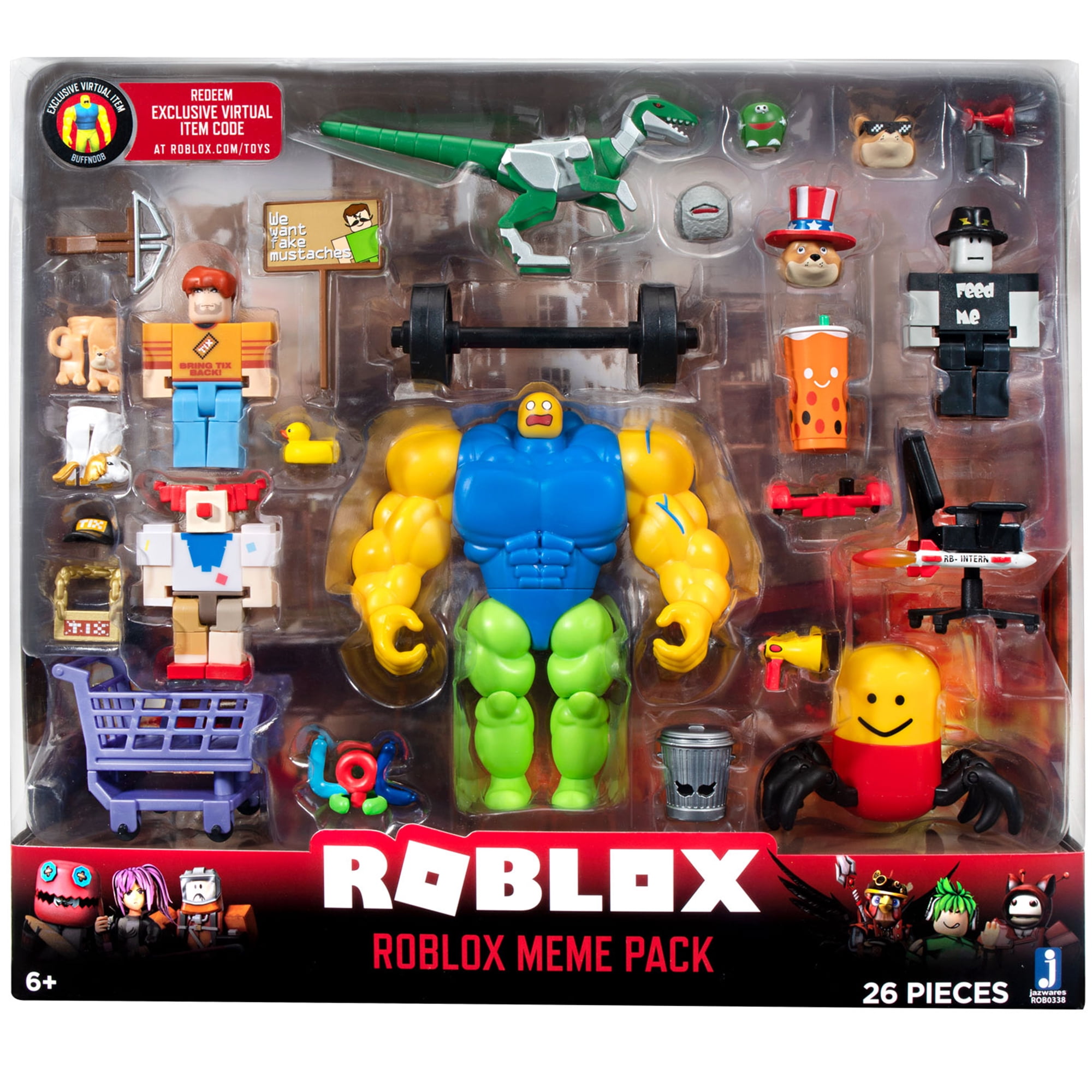 Roblox Action Collection Meme Pack Playset Includes Exclusive Virtual Item Walmart Com Walmart Com - tix fan roblox toy