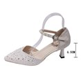 thumbnail image 4 of Miqool Womens White High Heels Rhinestone Pearl Ankle Strap Pointed Toe Evening Wedding Dress Pumps Bridal Footwear, 4 of 9