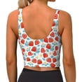 thumbnail image 3 of Bixox Women's Strawberries Pattern Fitness Navel Tank Top U-Back Yoga Tank Top Sweatshirt Sports Bra, 3 of 7