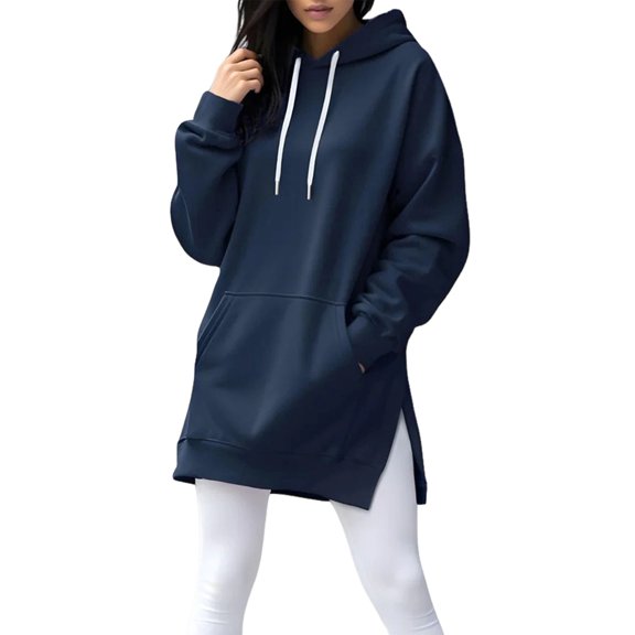 Womens Oversized Hoodies Sweatshirts Long Sleeve Pullover with Pocket Fall Winter Outfits Y2k Clothes Royal Blue M