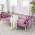 thumbnail image 3 of 72.5" Convertible Futon Sofa Bed with 2 Pillows, Velvet Sleeper Sofa with Adjustable Backrest, Upholstered Loveseat Sleeper Couch with Padded Cushions, for Living Room Bedroom Office, Pink, 3 of 9