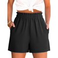 thumbnail image 1 of Shorts ANRABESS casuales negros de talle alto con elástico, talla grande, 1 of 6