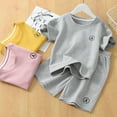 thumbnail image 6 of YTDSCS 4-11T Kids 2Pcs Summer Outfits for Boys Girls Short Sleeve T-Shirt Tops Elastic +Shorts Set Kids Clothes, 6 of 8
