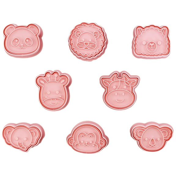 8Pcs Cartoon Cookie Cutters Animal Bear Cookie Stamps Mould Mini Press Cookie Mould Set 3D Biscuits Cutter for Baking Kitchen Tools Cake Decor