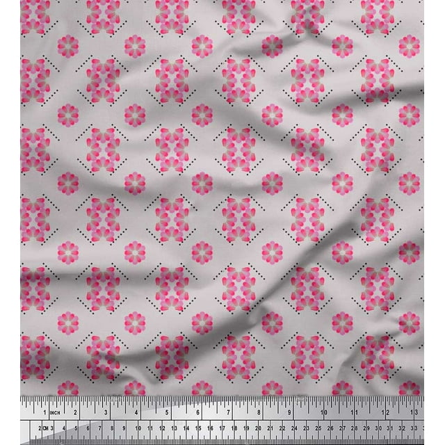 Soimoi Tissu de Soie Point & Tissu Imprimé Artistique Floral 1 Yard 42 Inch Wide