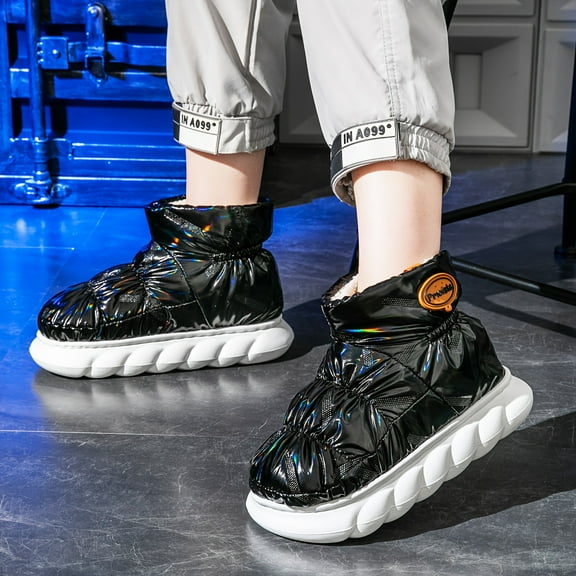 Pmoiste House Slippers For Women Platform Comfy EVA Memory Foam Waterproof Couple Home Shoes Winter Warm Soft Y2K Boots Slipper Black