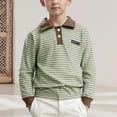 thumbnail image 2 of dazeni Boys Fall Half Button Henley Shirts Striped School Uniform Shirts Casual Long Sleeve Collared Golf Shirts, 2 of 9