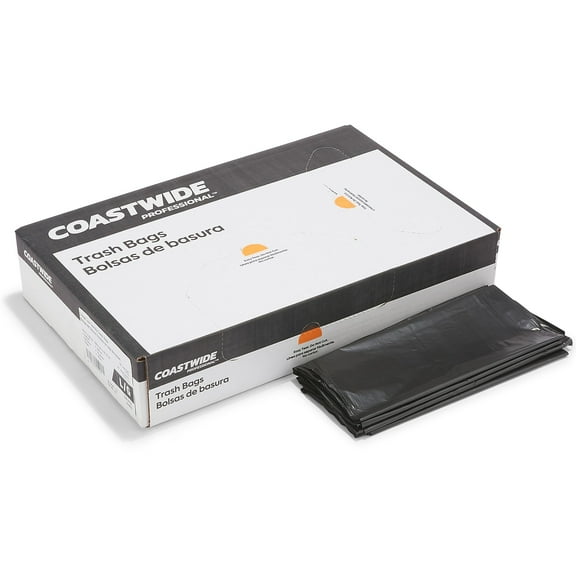Staples Coastwide Professional 50-56 Gallon Trash Bag 43" x 48" Low Density 0.95 mil Black 100