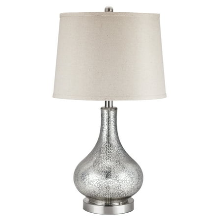 Cresswell Lighting 24u0022 Transitional Silver 3-Way Mercury Glass Gourd Table Lamp