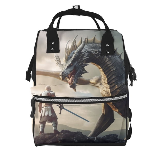 Easygdp Swordsman Cool Dragon para Bolsa de Bebé de Gran Capacidad con Múltiples Bolsillos, Bolsa de Pañales para Padres, Bolsa de Viaje Organizada y Elegante