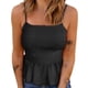 thumbnail image 3 of Top de tiras para mujer, dobladillo con volantes fruncido, corte ajustado, Top de verano sin mangas para mujer para citas diarias en la playa, negro L, 3 of 5
