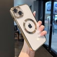 thumbnail image 5 of for iPhone 14 Plus Phone Case Luxury Gold Magsafe Slim Thin Soft Flexible Silicone Clear Transparent Protective Camera Protection Cover for iPhone 14 Plus Gold, 5 of 17