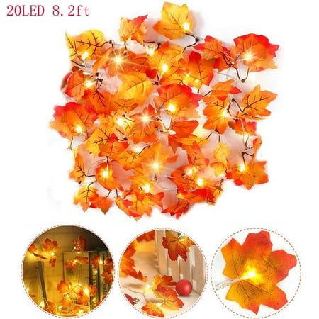Pinterest Outdoor Fall Decor WALFRONT LED String Lights Maple Leaf Light, 20Led 8.2 Feet Waterproof Fall Garland Hanging Light Decorations for Home Indoor Outdoor Garden Party Decor Thanksgiving Christmas ()