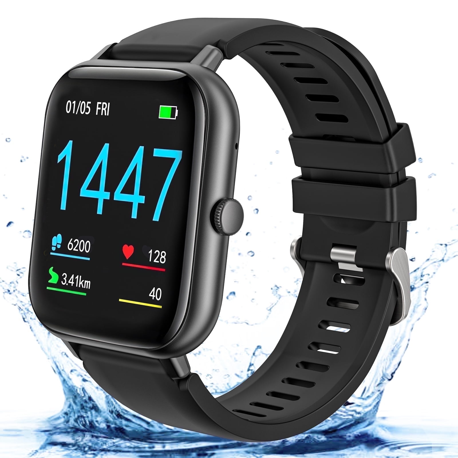 VILINICE Smart Watch for Women Men, Smartwatch Compatible with Android and iPhone, IP68 Waterproof, Fitness Tracker, 100+ Sport Modes, Smart Watch with Bluetooth Call(Answer/Make Calls), Black