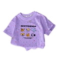 thumbnail image 4 of CYRBOKO Girls Outfit Sets, Elastic Waist Short Sleeve Cotton Summer T-shirts and Shorts Purple Size 11-12 T, 4 of 6
