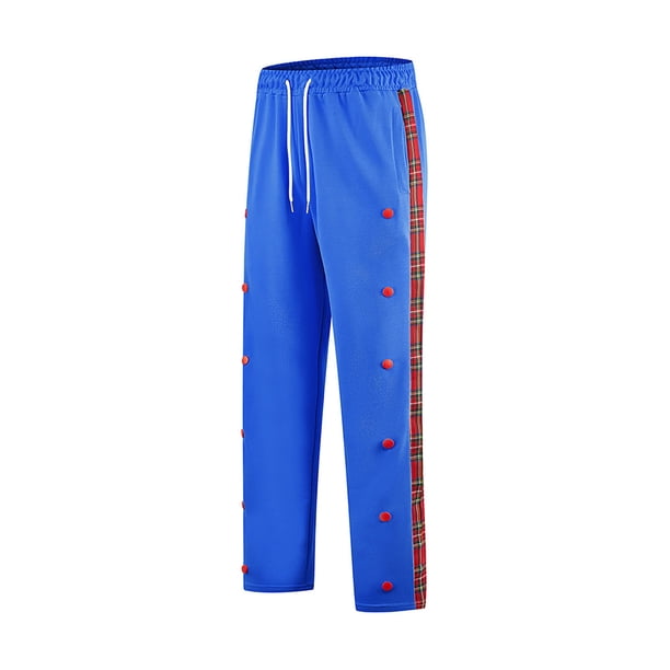 Pantalones largos de moda para hombre, casuales, de color sólido, con botones, cintura elástica, rectos, con pierna de cuerno, pantalones largos de poliéster para hombre.