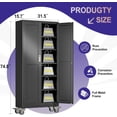 thumbnail image 2 of Metal Storage Cabinet with Wheels,Tall Rolling Garage Storage Cabinet with 2 Doors and 5 Adjustable Shelves - 75" Steel Lockable File Cabinet,Locking Tool Cabinets for Garage,Office,Gym,School(Black), 2 of 9