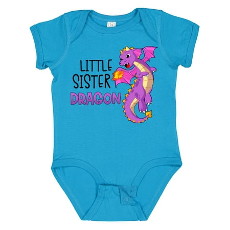 

Inktastic Little Sister Cute Purple Dragon Gift Baby Girl Bodysuit
