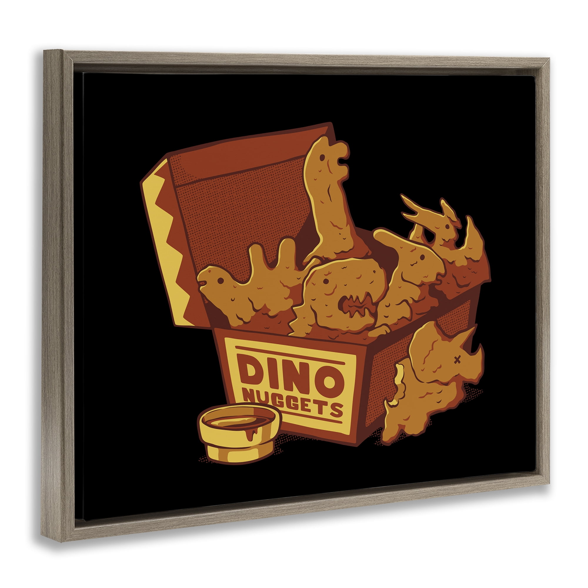 Stupell Industries Dino Nuggets with Sauce Brown Framed Floater Canvas Wall Art, design by Tobe Fonseca