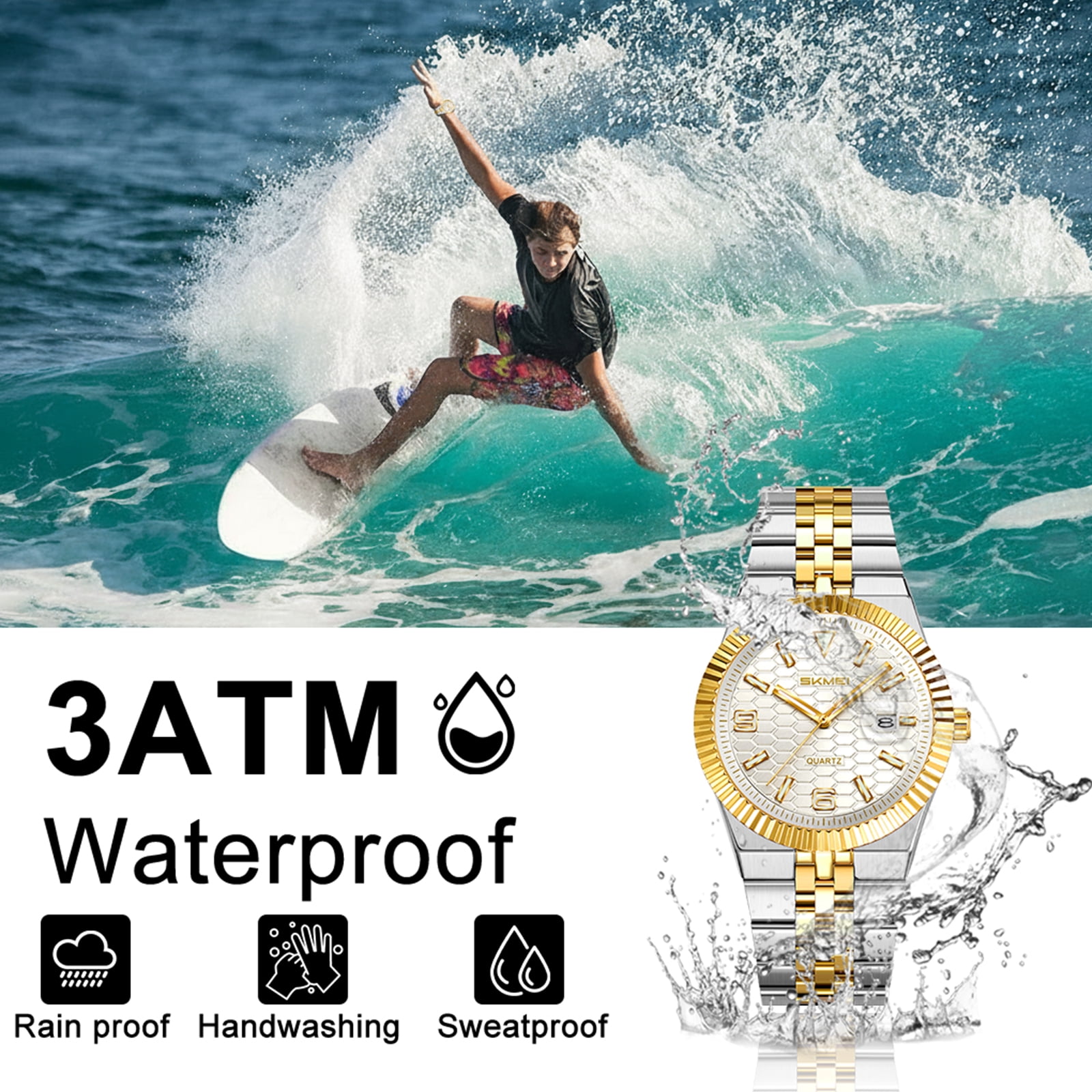 SKMEI Watch for Men Stainless Steel Waterproof Analog Quartz Mens Watches Business Date Luxury Casual Wrist Watch