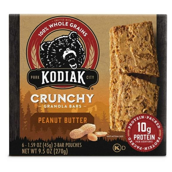 Kodiak Protein-Packed Peanut Butter Crunchy Granola Bars, 1.59 oz, 6 Count Cardboard Box