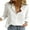 White, variant on Womens V Neck Button Down Linen Shirts Long Sleeve Blouses Roll Up Casual Work Plain Solid Tops