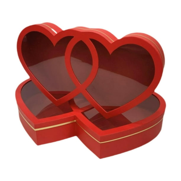 2 cajas de regalo con forma de corazón para San Valentín, joyero, caja decorativa para dulces y flores. Rojo