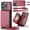 Red, variant on Elehold PU Leather Zipper Pocket Wallet Case for iPhone 16 Pro Max RFID Blocking Card Holders Large Capacity Anti-Scratch Detachable Handstrap Shockproof Case, Coffee