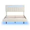 thumbnail image 5 of Full Size Floating Bed Frame With Led Lights And Usb Charging,Modern Upholstered Platform Led Bed Frame,White(Full), 5 of 9