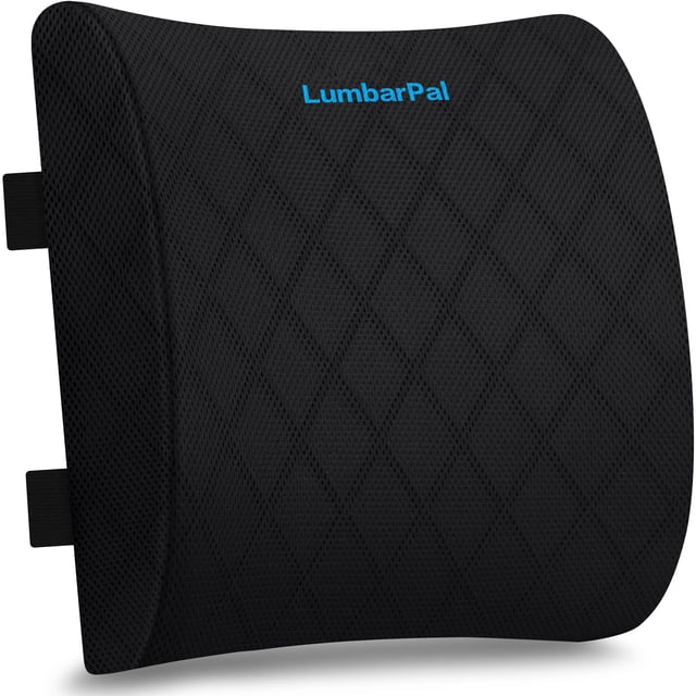 Almohada de apoyo lumbar LumbarPal para silla de oficina y coche, color negro