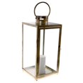 thumbnail image 2 of Shop4Omni 16.5 Inch Metal and Glass Tabletop Centerpiece Lantern with Flame-Less Candle Brushed Bronze, 2 of 5