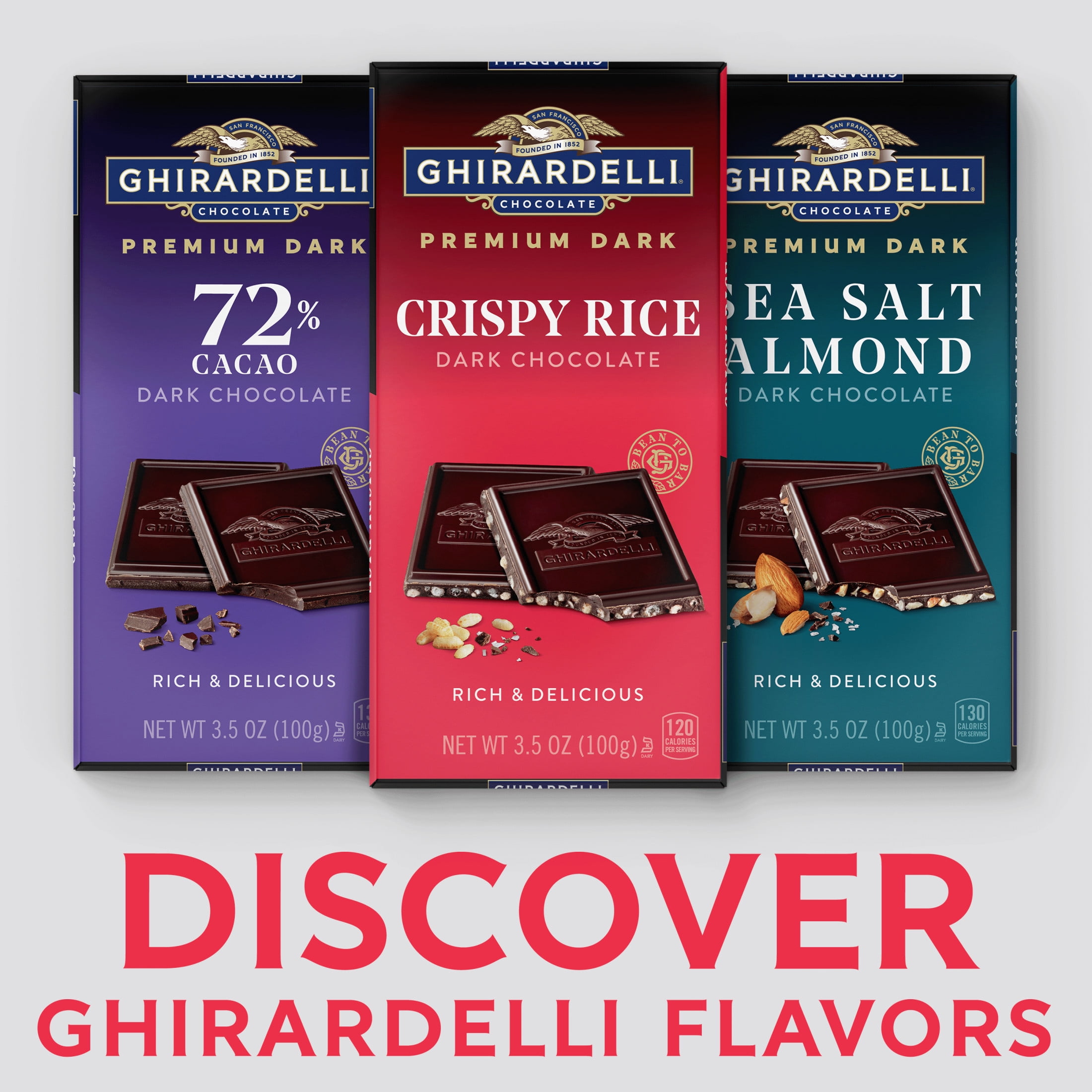 GHIRARDELLI PREMIUM DARK Crispy Rice Dark Chocolate Bar, 3.5 oz Bar