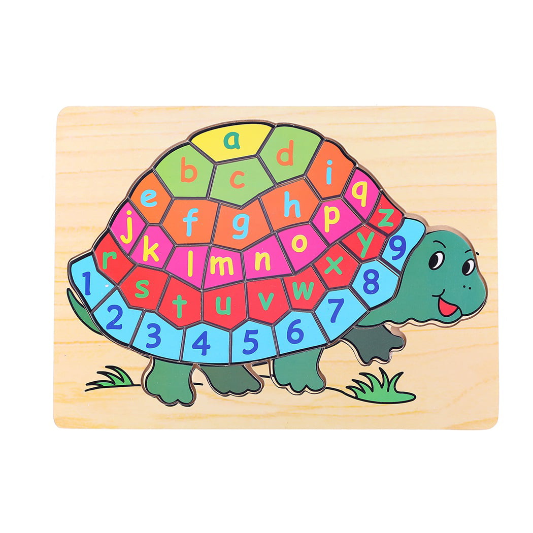 Turtle Alphabet and Counting Jigsaw Puzzle for Kids Colorful Pieces 