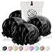 thumbnail image 3 of Bonnet de Douche Réutilisable Extra Grand pour Hommes, Femmes (Noir 4 Pack) Satin Double Couche Eva Imperméable Bonnet pour Cheveux Longs, 3 of 4