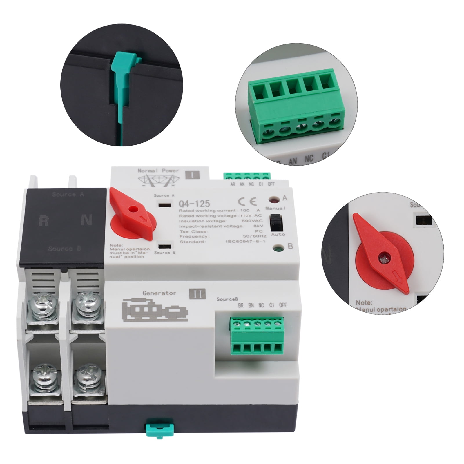 Mini Dual Power Automatic Transfer Switch 2P 63A ATS
