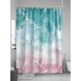 thumbnail image 5 of Turquoise Pink Ombre Shower Curtain, Abstract Coastal Ocean Waves Gradient Waterproof Shower Curtain Set with 12 Hooks Lightweight Washable Fabric Shower Curtains for Bathroom 60x72 Inches, 5 of 6