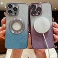 thumbnail image 3 of for iPhone 14 Magnetic Glitter Case Compatible with MagSafe,with Camera Lens Protector Logo View Dust-Proof Net, Full Protection Slim Shockproof Anti-Scratch Case, for Women Girls-Purple, 3 of 6