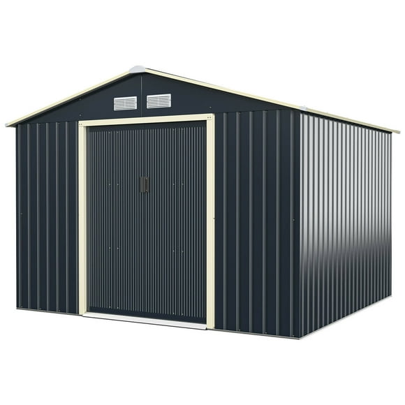 Gymax 9' x 8' Outdoor Tool Storage Shed Large Utility Storage House w/ Sliding Door