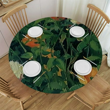 

SHERONV Flowers Round Tablecloth Stain Resistant and Washable for Indoor Outdoor Kitchen Dining Wedding Parties 100% Polyester Fiber 46-50