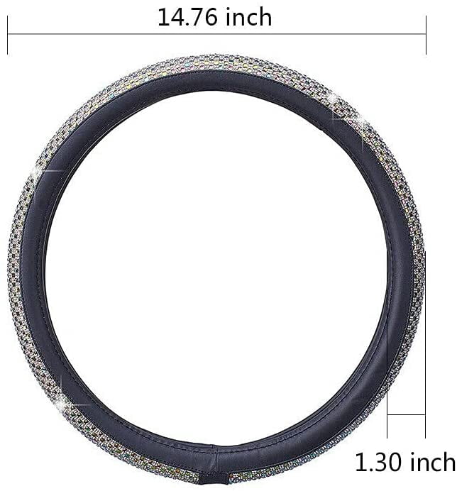 HOLDCY Steering Wheel Cover, Colorful Bling Crystal Diamond Car Wheel Protector, Compatible with Most Cars and Trucks with 14.5 to 15 Inch Steering Wheels, for Car Accessories Women Girls